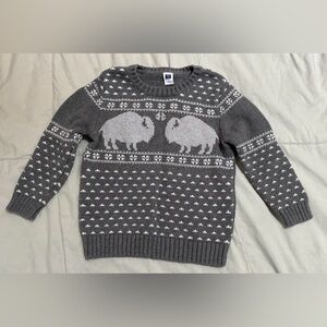 Janie and Jack‎ Charcoal Buffalo Crewneck Cotton Sweater Size 3T EUC Like New
